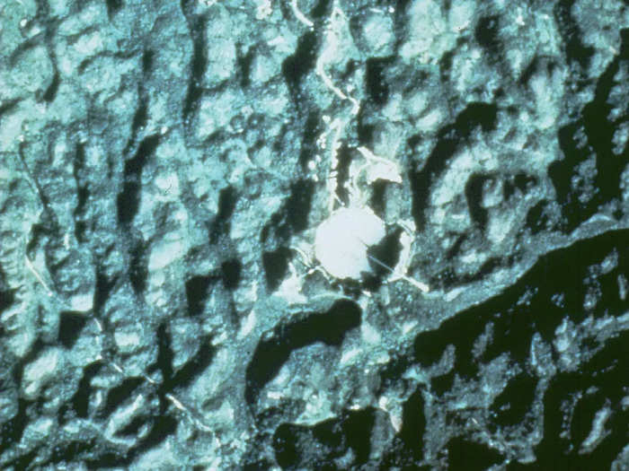 The telescope was built into a natural sinkhole in northwest Puerto Rico.