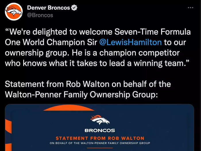 He was also recently announced as a new minority owner for the NFL