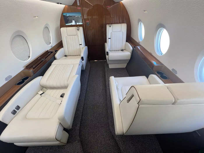 The single beds are similar to what is seen on other private jets, like a Gulfstream G280.