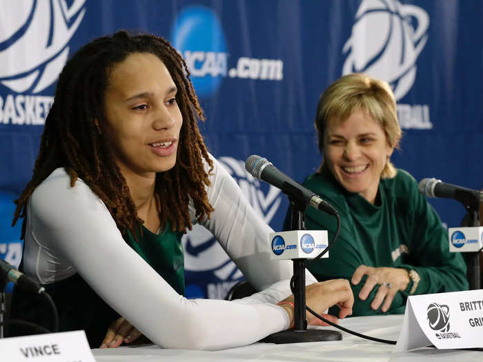 Griner liked the idea of staying close to home, going to school on a relatively small campus, and playing for Hall of Fame head coach Kim Mulkey — whose "intense, tough-talking authority" reminded her of her father.