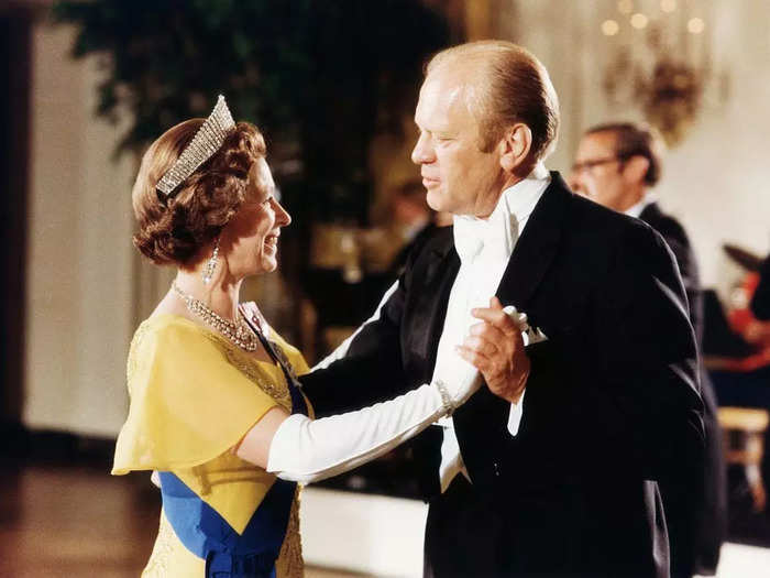 President Gerald Ford danced with Queen Elizabeth during her state visit to the US in 1976.