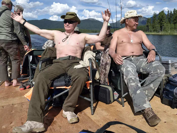 Shoigu and Putin would often be photographed together. They took regular vacations in the Siberian woods, where they would go fishing or hiking.