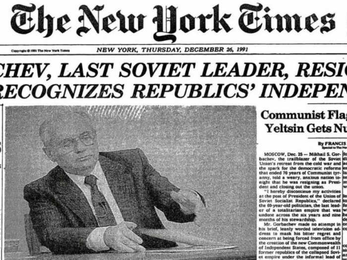 In 1991, while he was there, the Soviet Union collapsed, plunging Russia into a period of instability and unrest.