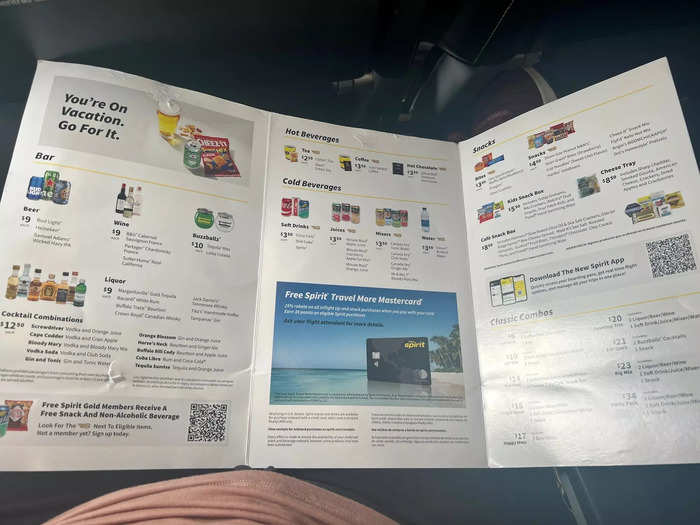 For the inflight service, there was a menu with prices for buy-onboard snacks and beverages. Even water costs extra, so I always bring a refillable bottle onboard.