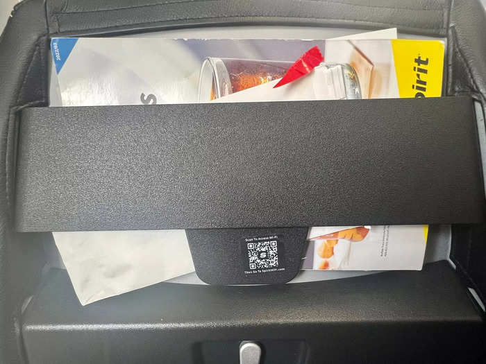 Though, there was a small cubby above the tray table that was just big enough for paper pamphlets — a water bottle wouldn