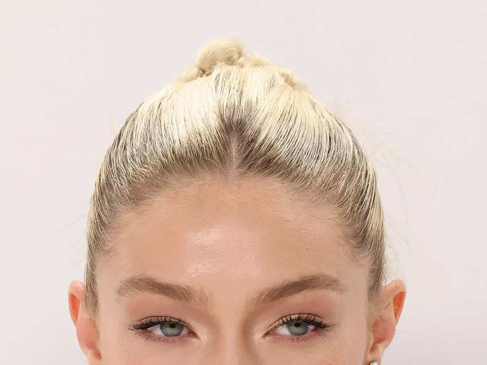 Gigi Hadid also played with gray, donning a smoky, matte lipstick for the event.