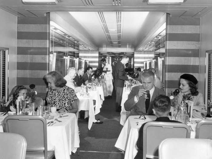 The white tablecloth dining cars were a major attraction to the 1948 edition of the train.