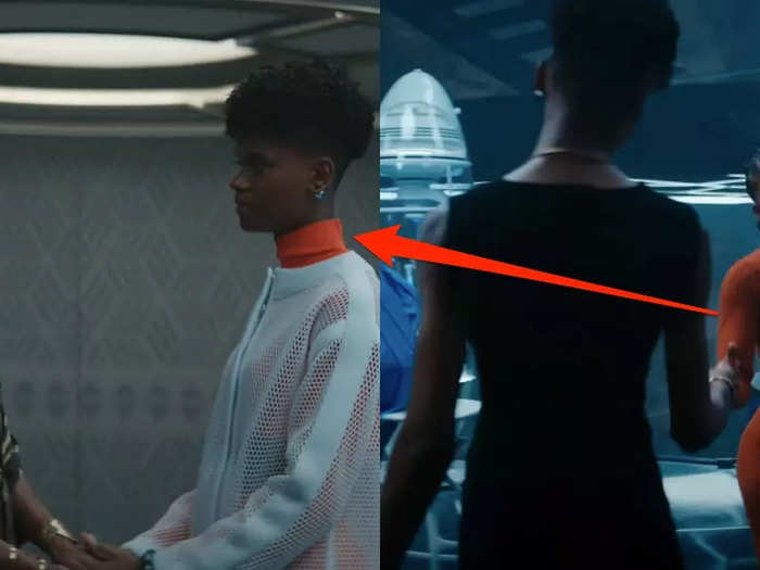 Riri closes out the sequel wearing the same outfit Shuri wore near the film