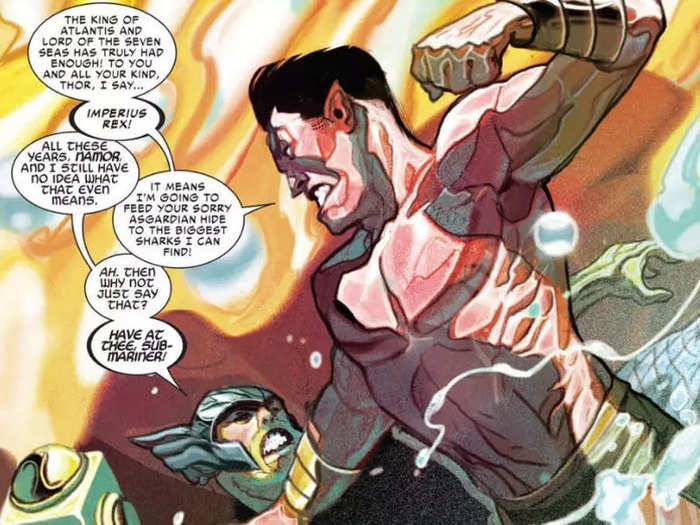 Namor cries out "Imperius Rex!" while fighting Shuri.