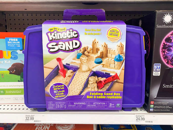 The kinetic sand kit at Target seemed a bit underwhelming after I had just seen a whole station filled with kinetic sand for kids to play with at Macy