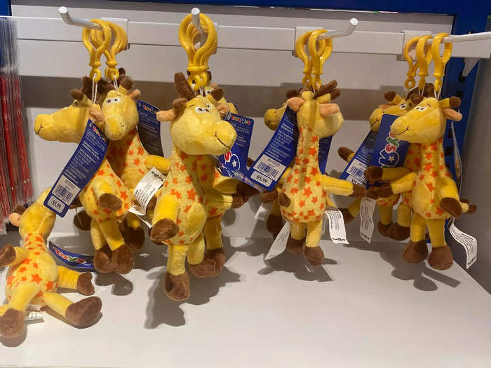 Keychain versions of Geoffrey were on sale by the check-out area for customers looking to bring home a Toys 