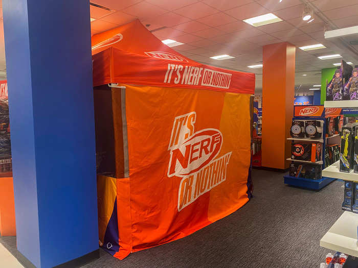 A Nerf tent with aiming games was also set up to keep kids occupied while their parents shopped.