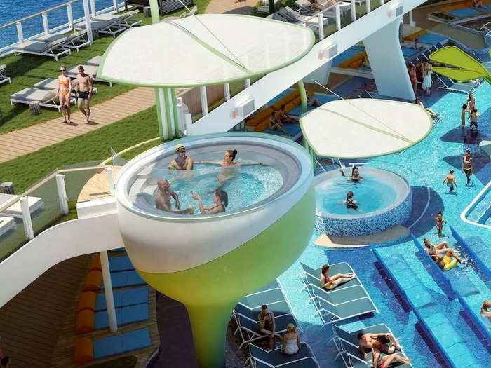 8. Pool deck Jacuzzis can get crowded. Luckily, the Icon of the Seas has nine hot tubs.