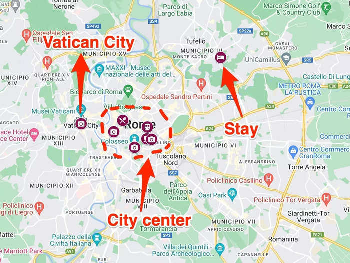 I traveled to Rome by train and stayed in an Airbnb 20 minutes from the city center. In central Rome, I could stroll alongside ancient and historical sites from the Colosseum to Vatican City. But I needed more time to do it.