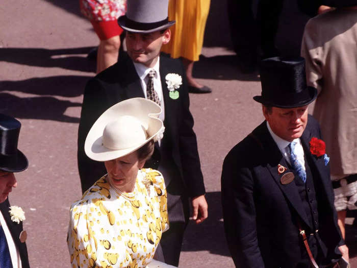 Anne always goes all-out for the Royal Ascot and 1995 was no different – she attended in a loud lemon-printed frock.