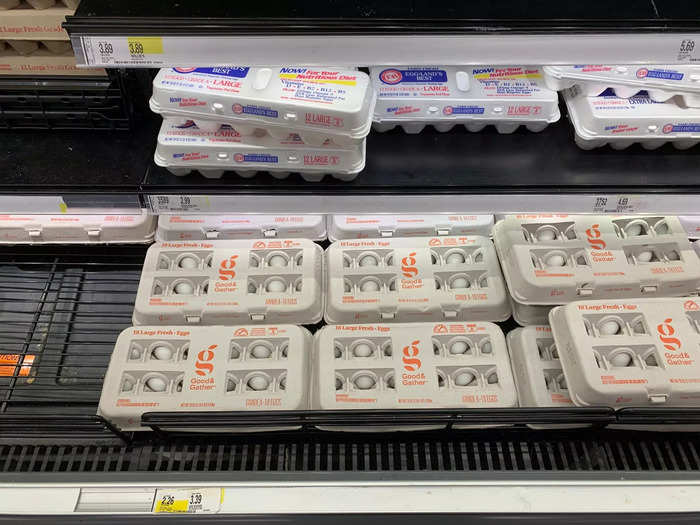 There are two or three varieties of eggs, which is probably all you really need, but it certainly makes the Walmart selection look more impressive.