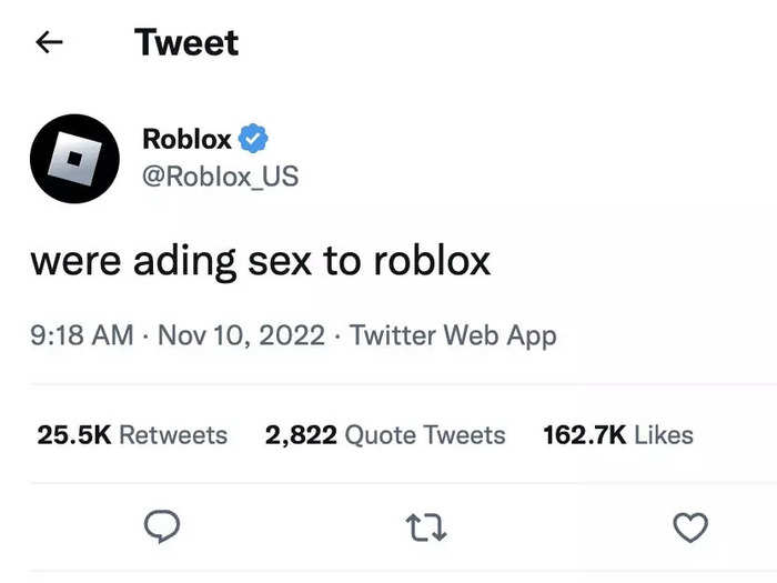 Tweet from Roblox impersonator.
