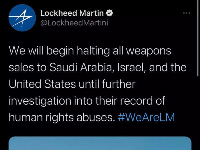 Tweet from defense company Lockheed Martin impersonator.