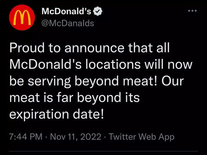 Tweet from McDonald