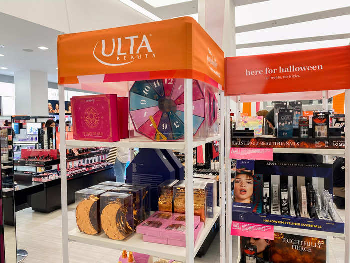 There were holiday-themed products on sale by the entrance, like an Ulta Beauty 12 Days of Nails advent calendar for $22 and NYX Halloween eyeliners for $10.