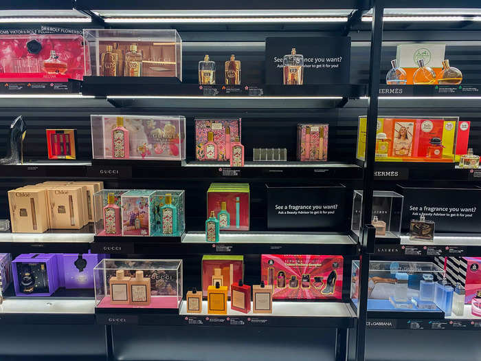 The entire back wall of the store was completely dedicated to perfumes.