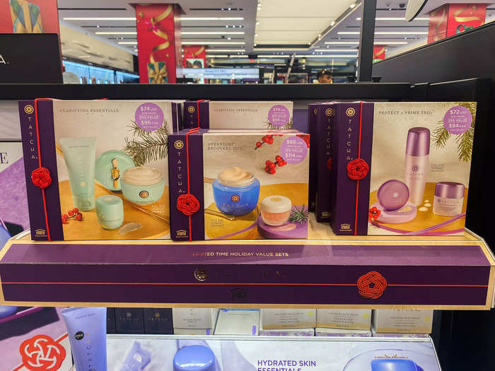 There were already limited-edition holiday bundles on display. The Tatcha skincare sets ranged from $72 to $88.