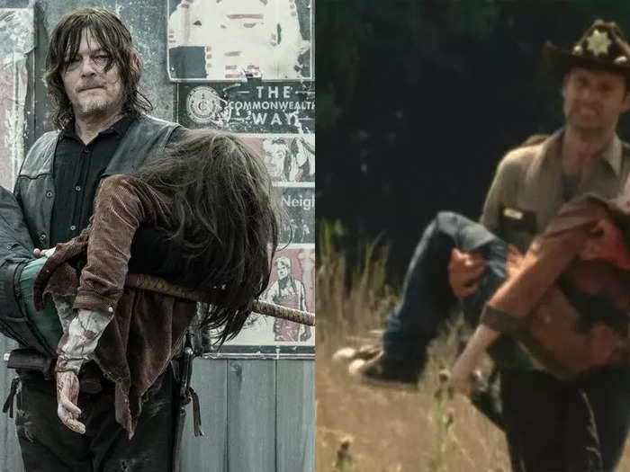 Daryl running with an injured Judith is supposed to mirror Rick running with Carl after he was shot on season two.