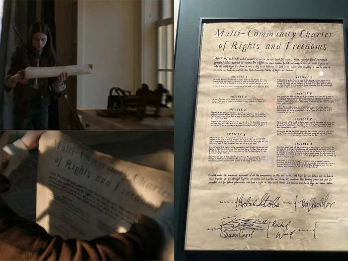 Judith packs up the charter that Michonne wrote for the communities.