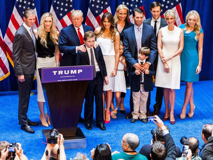 Donald announced his candidacy for US president with his children and their families by his side in June 2015.