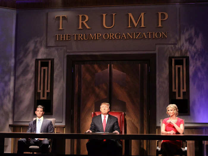 Don Jr. and Ivanka sat beside their father, Donald, during the "Celebrity Apprentice" live season finale in May 2010.