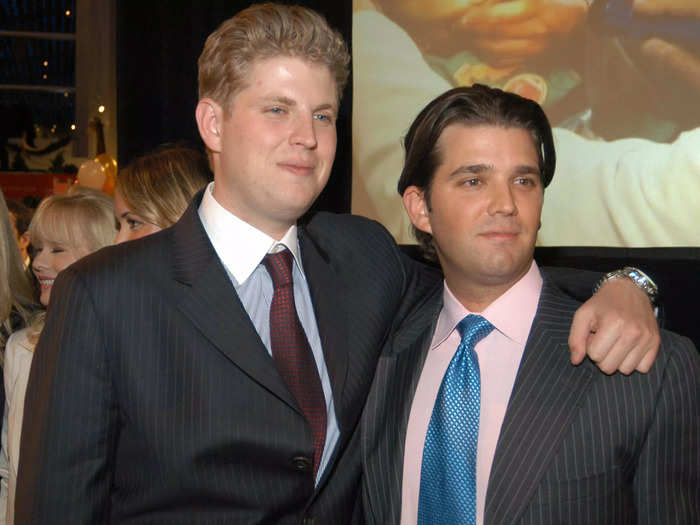 Eric showed Don Jr. some brotherly love while attending his birthday party at FAO Schwarz in December 2006.