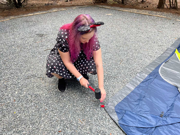 After almost two hours, a fellow camper stepped in to help us set up the rest of our tent.