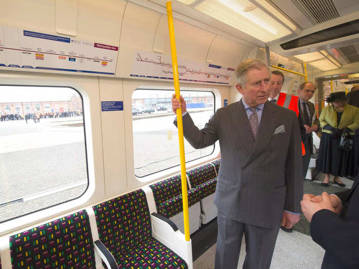 He rides the tube.