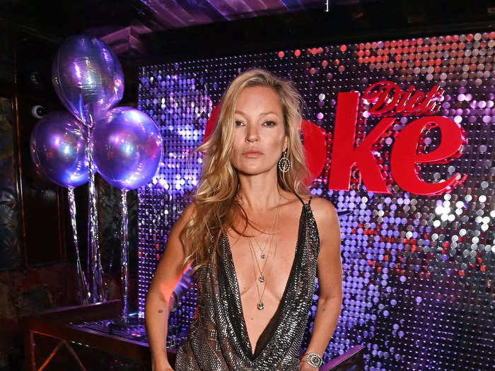 Then she attended a Diet Coke event in a sparkling mesh dress with a deep cowl neckline that reached her stomach.