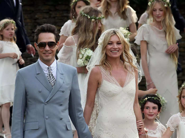 In 2011, Moss married her former husband Jamie Hince in a John Galliano gown with a sheer skirt and straps. It perfectly matched her tulle veil.