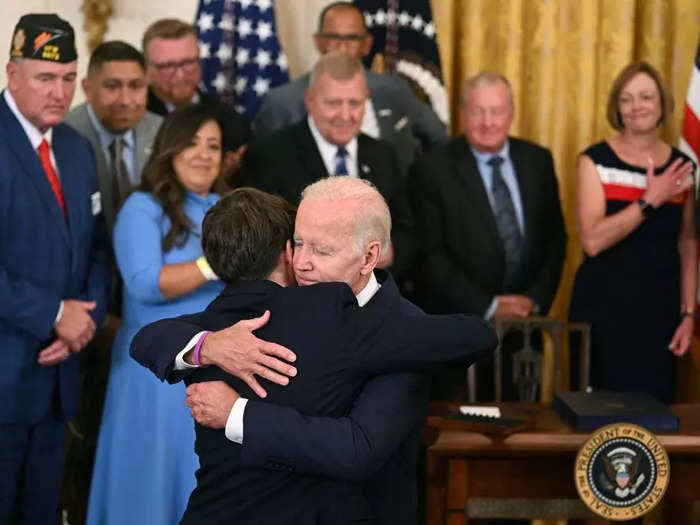 In August, he embraced Robert Hunter Biden after signing the PACT Act in the East Room of the White House.