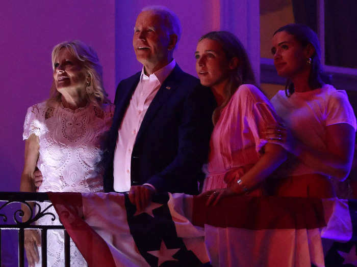 He and Jill Biden watched fireworks for the Fourth of July with Finnegan and Naomi in 2021.