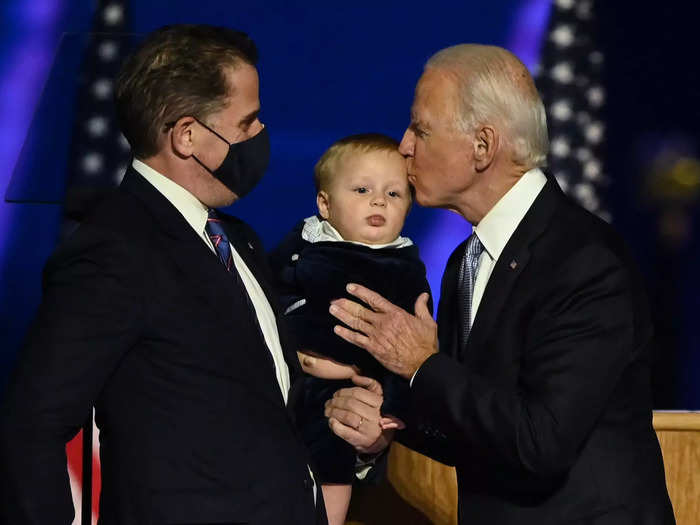 Biden also gave his grandson Beau a kiss on the forehead.