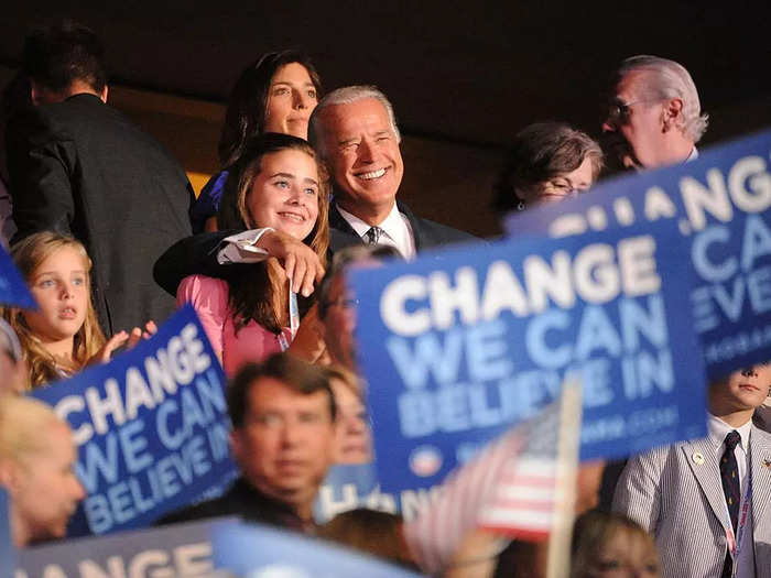 At the 2008 Democratic National Convention, Biden put his arm around his oldest granddaughter, Naomi.