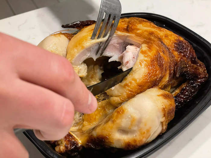 The Meijer rotisserie chicken was super impressive and moist.