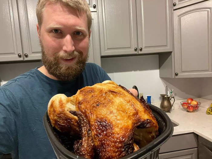 Meijer offered the most beautifully packaged rotisserie chicken.