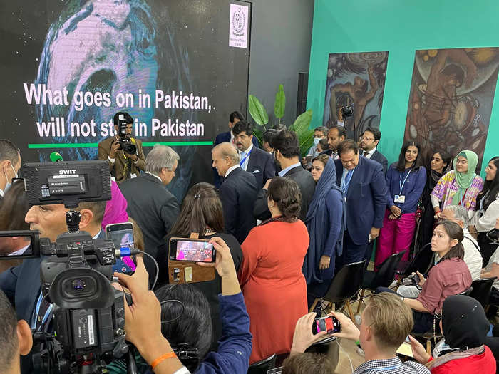 The event is like a trade show. Countries host pavilions inside huge warehouses to promote climate action and hold events. Pakistan