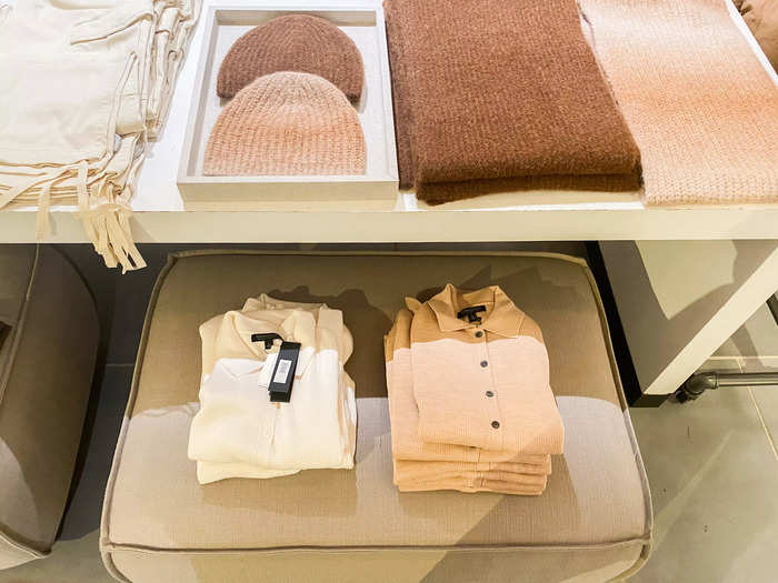 The clothing at Banana Republic appeared high-quality, often made with materials like cashmere and silk.