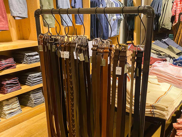 Other accessories, such as a large selection of belts ranging in price from $49.50 to $98 were also available.