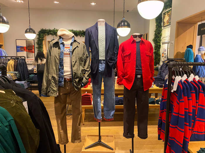 Mannequins throughout the store were already dressed in festive holiday outfits featuring cozy knit sweaters and wool coats.