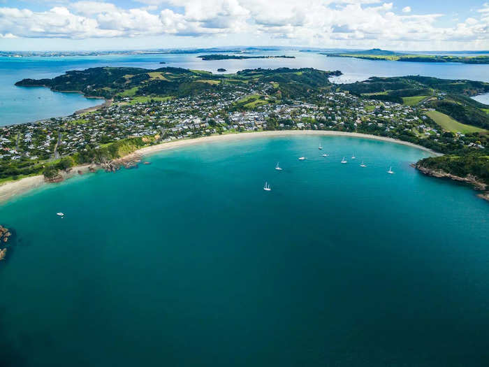 Dotted along the coast are these vacation homes, many of which cost millions of dollars. According to OneRoof, the most expensive sale this year was $9.15 million, and The New Zealand Herald reports that the average home is valued at $3.5 million.