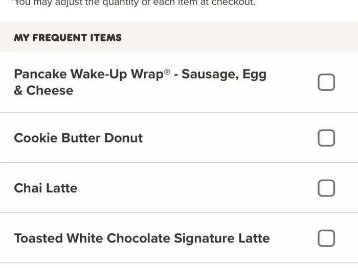 When you check out, you can easily add your frequent items.