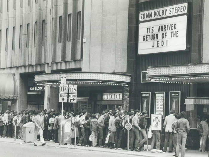 By the 1980s, movies like "Star Wars" drew crowds outside of theaters.