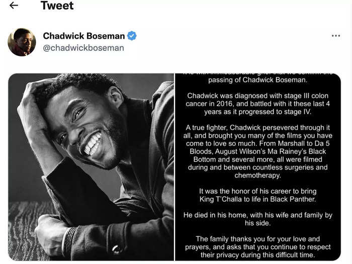 2020: News of Chadwick Boseman