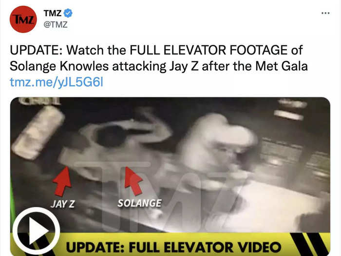 2014: Leaked surveillance of Solange, Beyoncé, and Jay-Z elevator altercation surfaces.